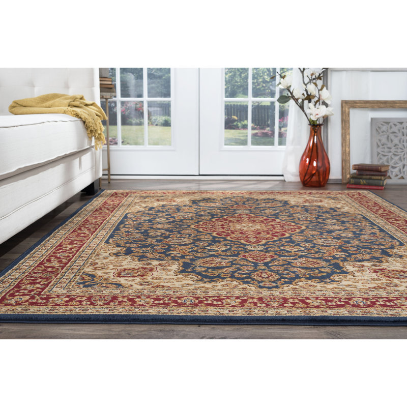 Charlton Home® Ceniceros Oriental Navy Blue/Red/Beige Area Rug